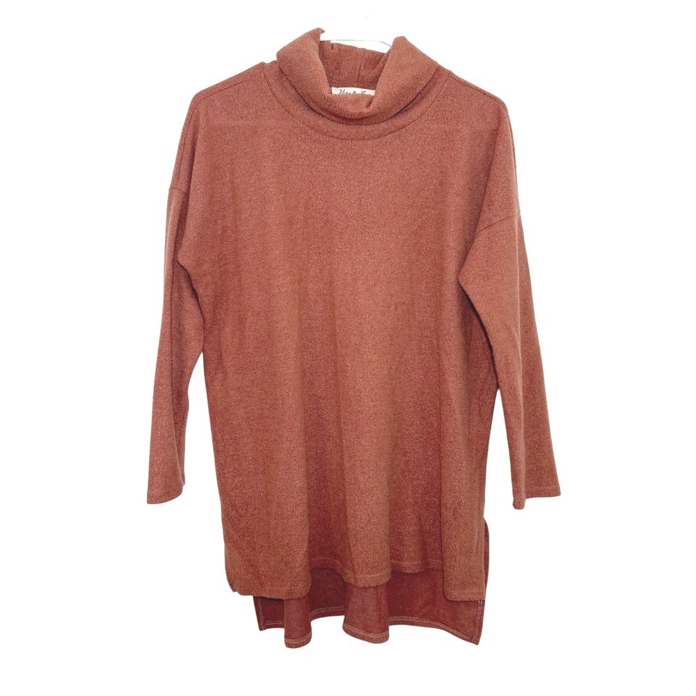 Vine & Love Women Rust Turtleneck Sweater High Low Hem Knit‎ Top Medium M